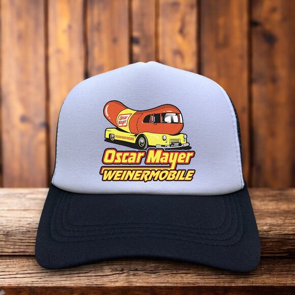 Unbranded Other - Oscar Meyer Weinermobile Mens Trucker Hat Black Snapback Retro Logo Baseball Cap